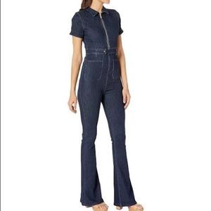 WeWoreWhat Denim Jumpsuit with Flare Leg (New)